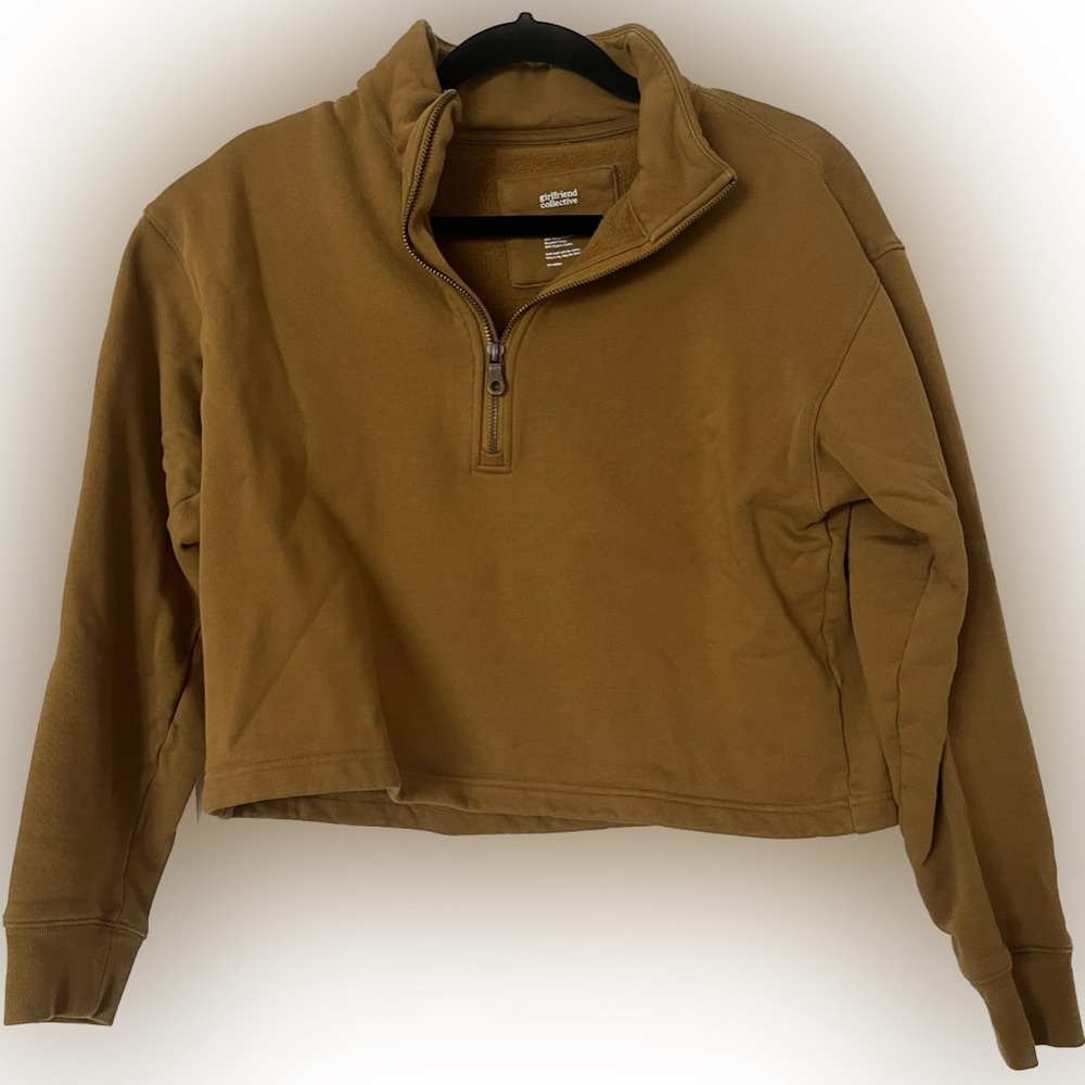 Girlfriend Collective Saturn 50/50 Relaxed Fit Half-Zip Sweatshirt Size Small